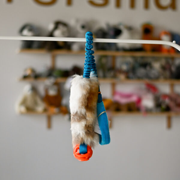 FURRY FRIENDS Owca (M) z Chuckit! - BREATHE RIGHT MEDIUM szarpak z rączką na amortyzatorze turkusowy
