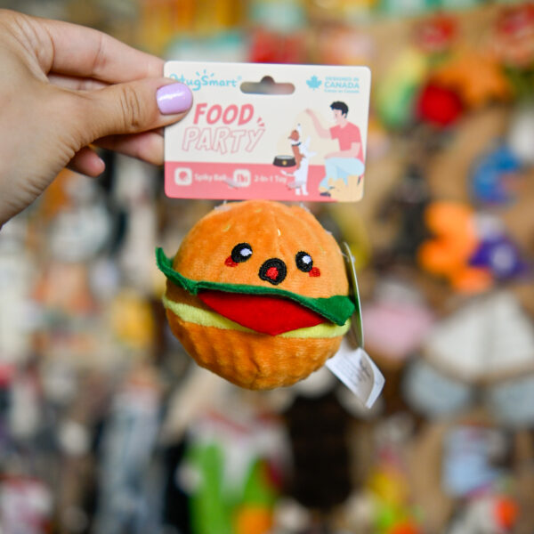 Hugsmart Food Party – Hamburger pluszowy hamburger z kolczastą piłką w środku