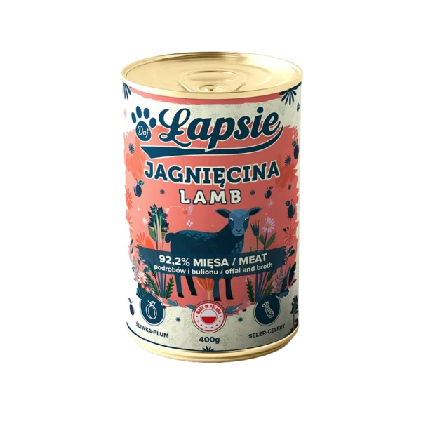 ŁAPSIE Adult Karma mokra Monobiałkowa z Jagnięciną 400g