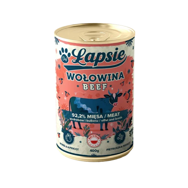 ŁAPSIE Adult Karma mokra Monobiałkowa z Wołowiną 400g