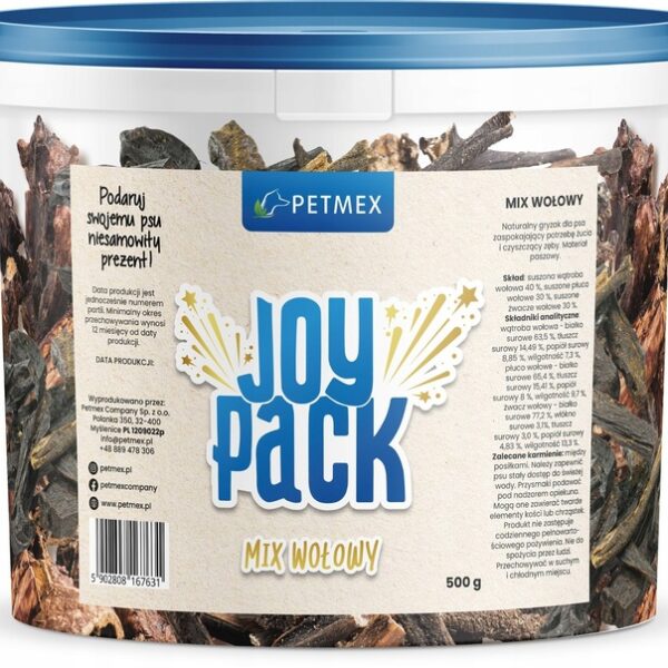 PETMEX JoyPack - przysmak suszony mix wołowy wiaderko 500g