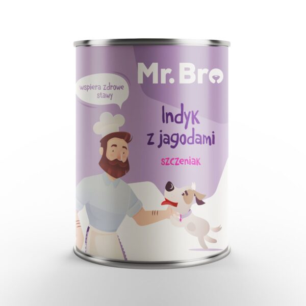 Mr. Bro Karma mokra Indyk z Jagodami dla Szczeniąt 400g