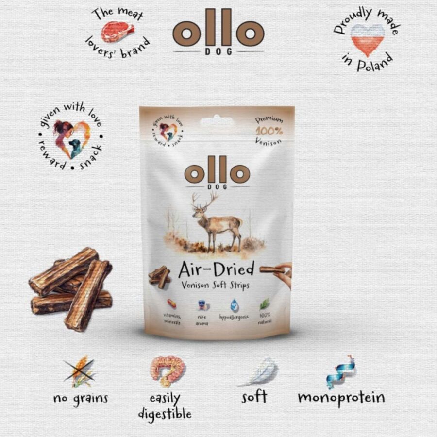 Ollo Air- Dried Venison Strips- Przysmaki z jelenia 80g