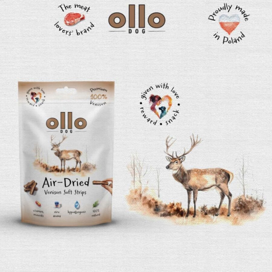 Ollo Air- Dried Venison Strips- Przysmaki z jelenia 80g