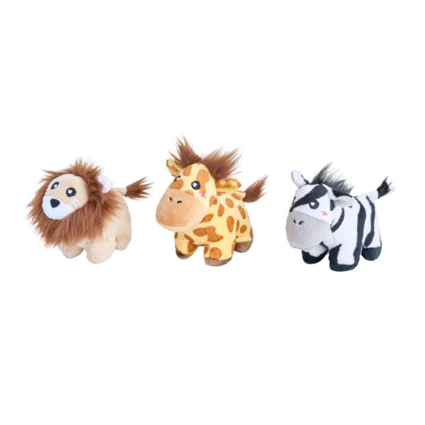 ZIPPYPAWS Miniz 3-pack – Jungle Safari zebra, lew I żyrafa