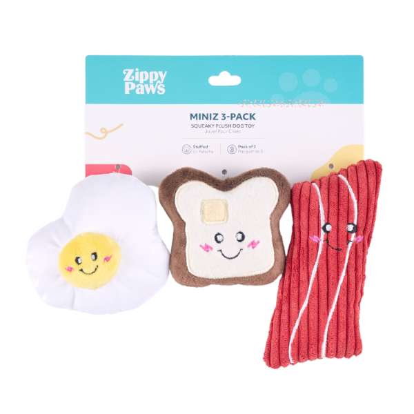 ZIPPYPAWS Miniz 3-pack – Breakfast Foods jajko, tost, bekon