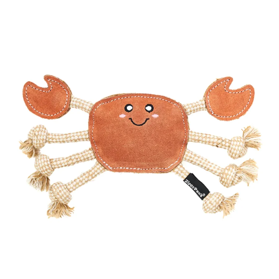 Zippy Paws EcoZippy Suede Rope Buddies krab ze skóry i juty z linami
