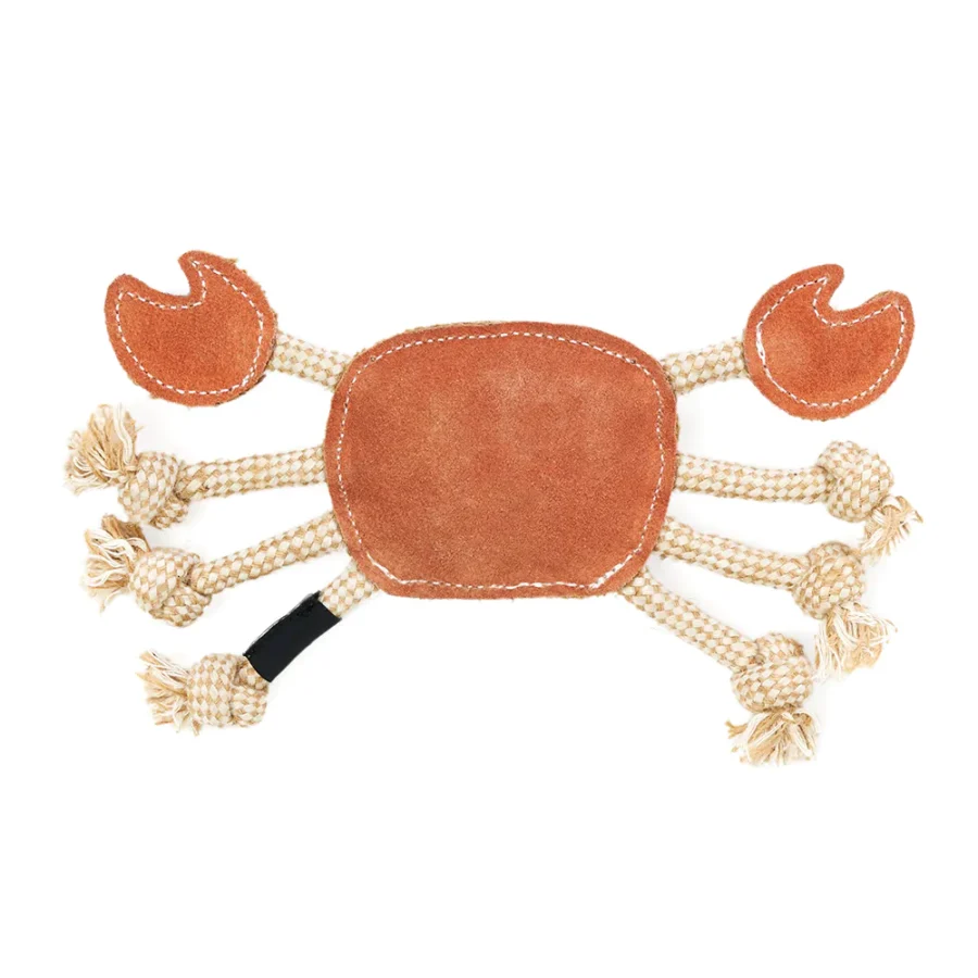 Zippy Paws EcoZippy Suede Rope Buddies krab ze skóry i juty z linami