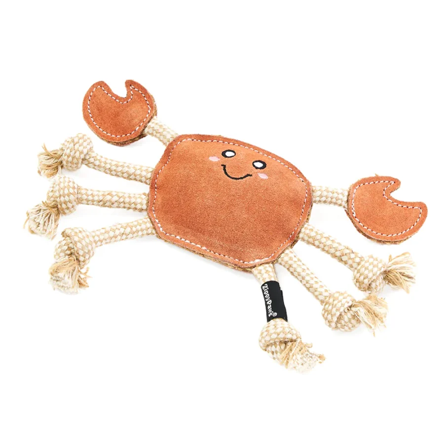 Zippy Paws EcoZippy Suede Rope Buddies krab ze skóry i juty z linami