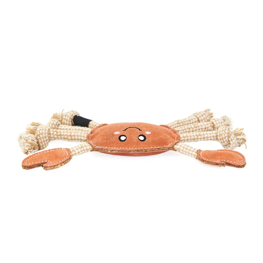Zippy Paws EcoZippy Suede Rope Buddies krab ze skóry i juty z linami