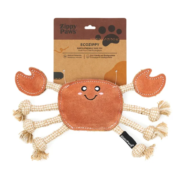 Zippy Paws EcoZippy Suede Rope Buddies krab ze skóry i juty z linami