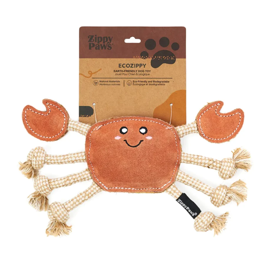 Zippy Paws EcoZippy Suede Rope Buddies krab ze skóry i juty z linami