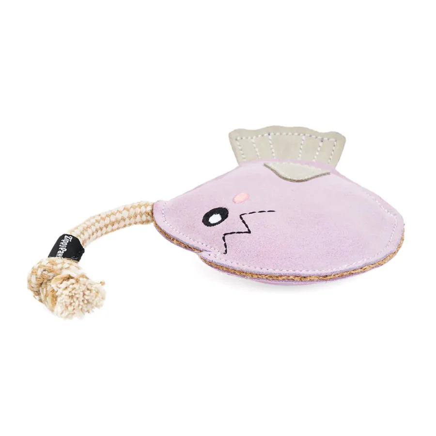 Zippy Paws EcoZippy Suede Rope Buddies Angler Fish ze skóry i juty z linami ZP1445