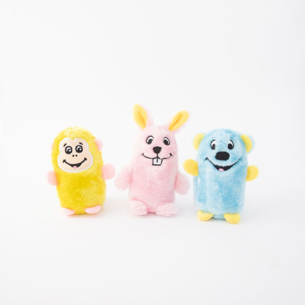 ZIPPYPAWS Squeakie Buddies – Pack of 3 Niedźwiedź, Króliczek, Małpa ZP943