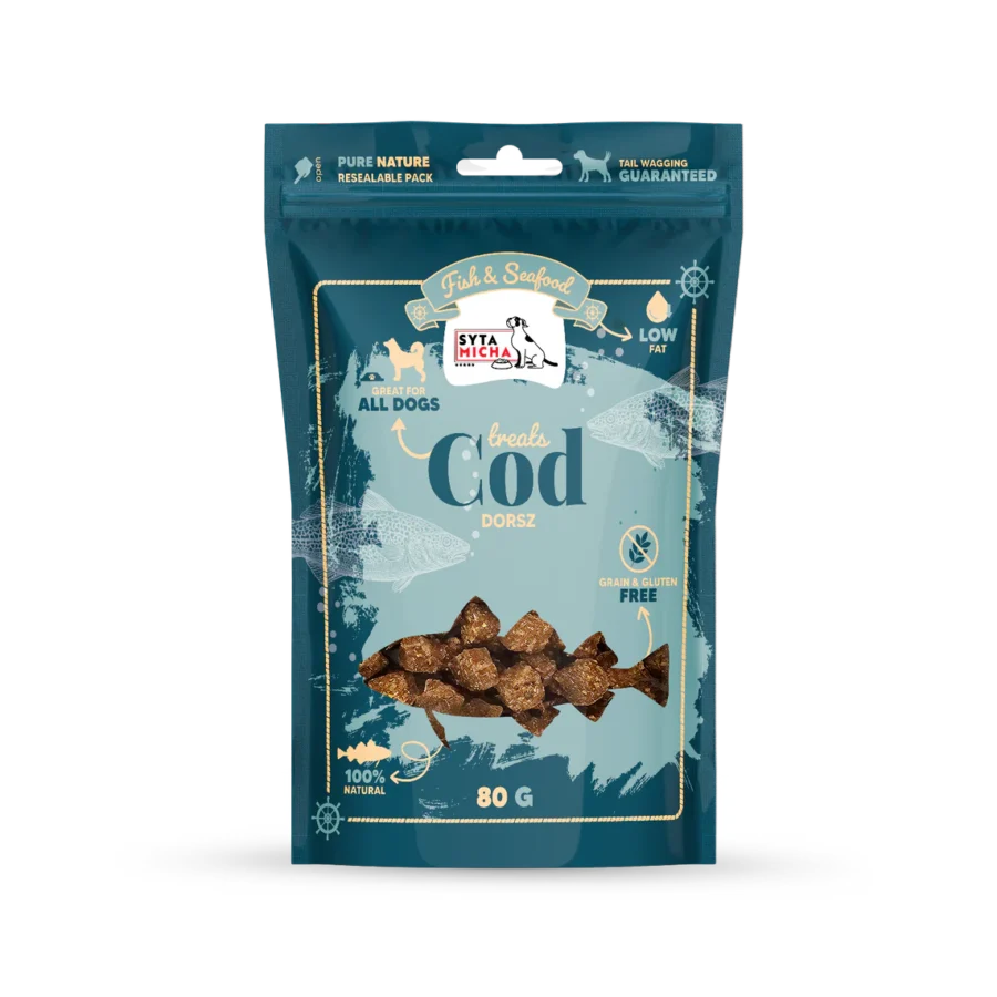 Syta Micha Fish & Seafood Przysmaki z dorszem dla psa 80g