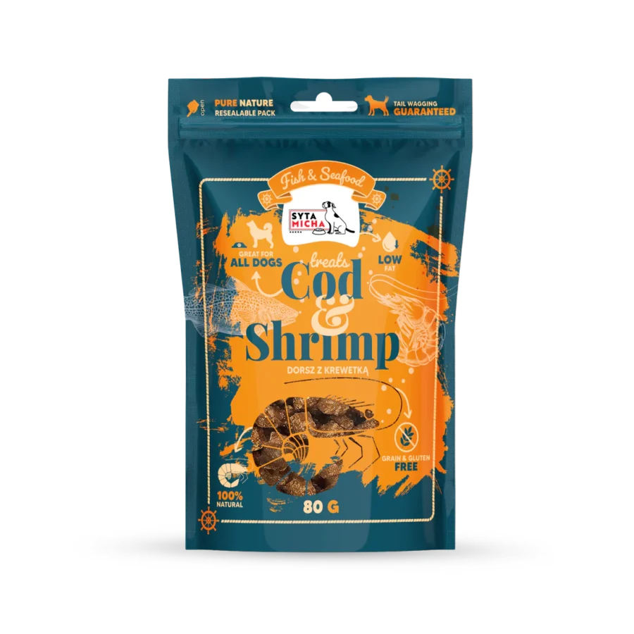 Syta Micha Fish & Seafood Przysmaki z krewetką dla psa 80g