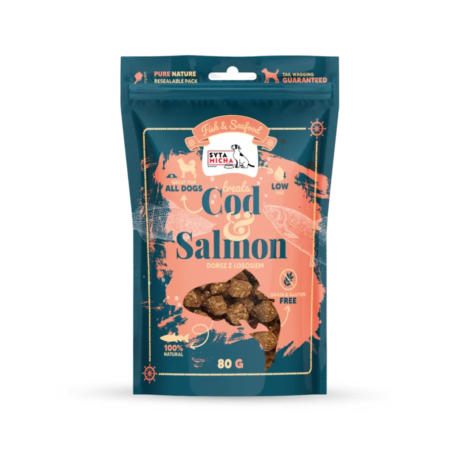 Syta Micha Fish & Seafood Przysmaki z łososiem dla psa 80g