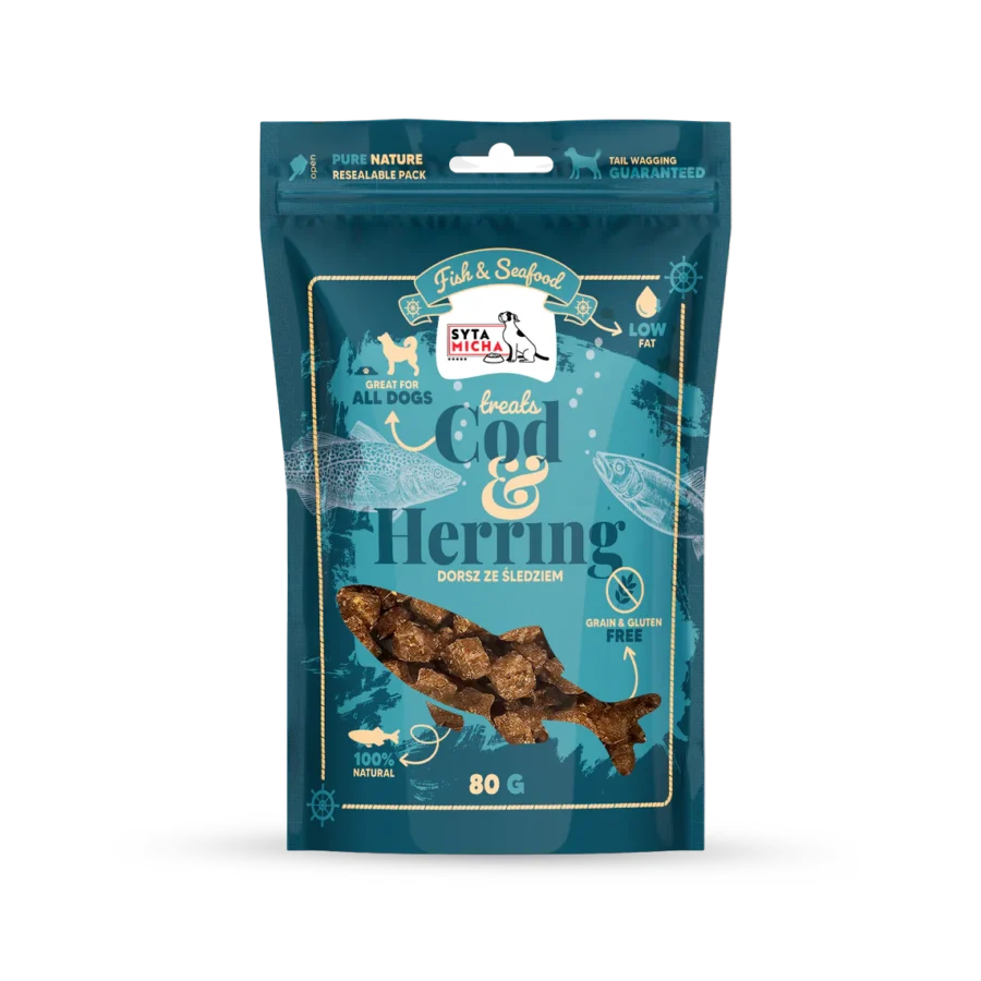 Syta Micha Fish & Seafood Przysmaki ze śledziem dla psa 80g