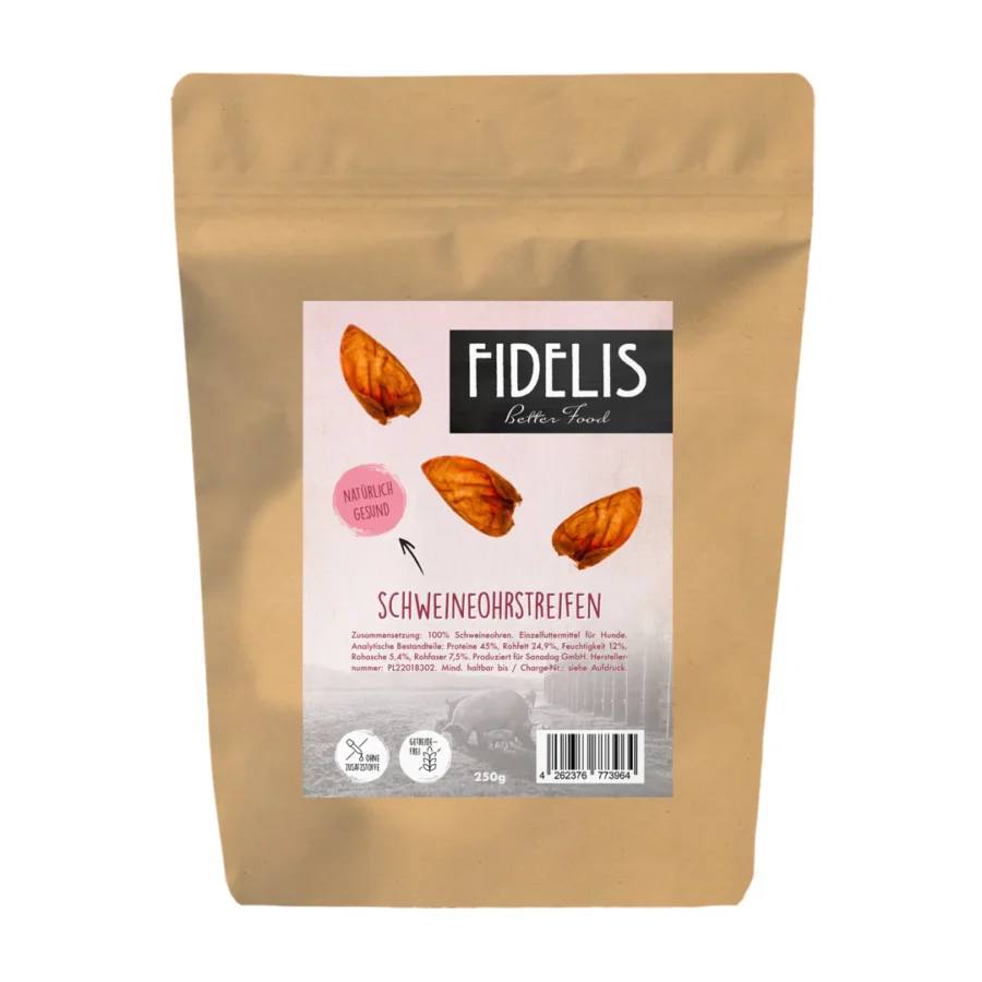 FIDELIS Schweineohrstreifen - strips z ucha wieprzowego 250 g