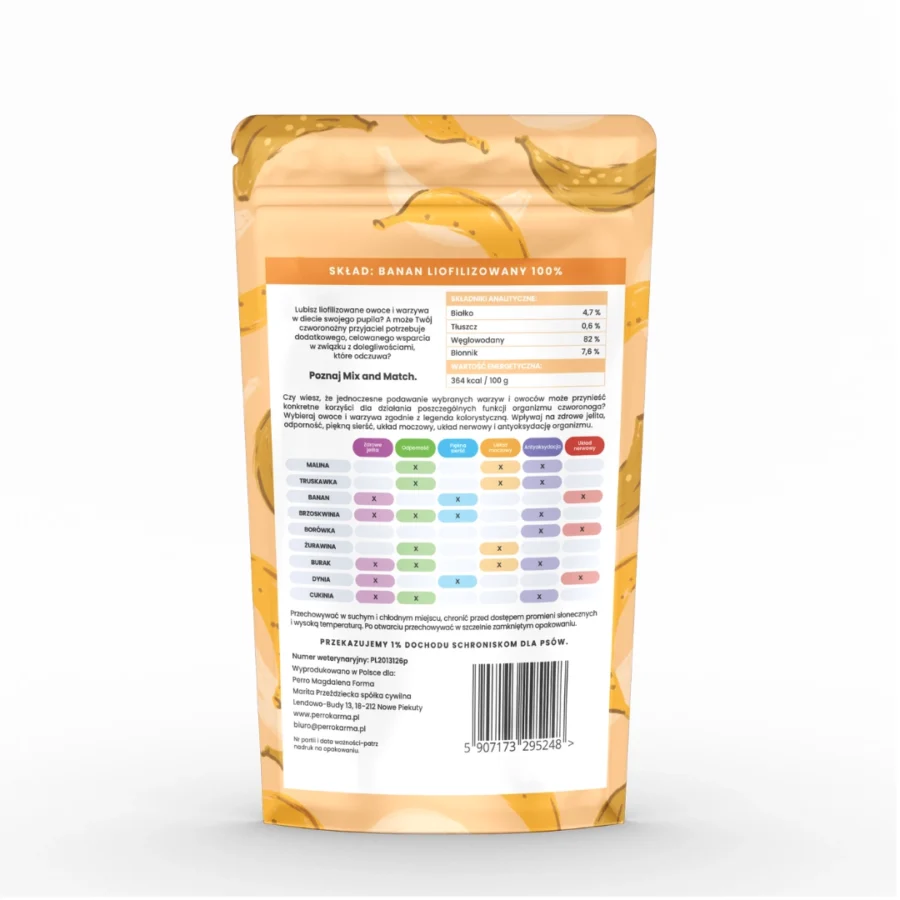 PERRO MIX & MATCH Banan Przysmaki liofilizowane 20 g
