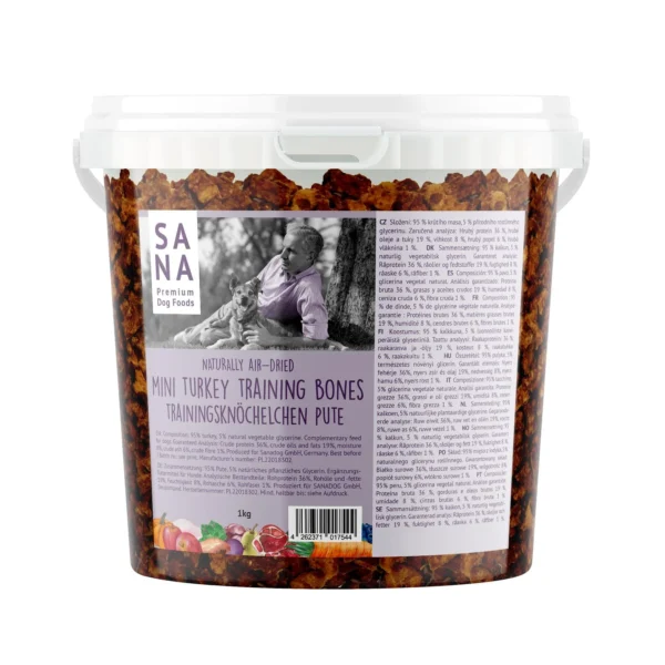 SANADOG Kostki treningowe z indyka (wiaderko 1kg)