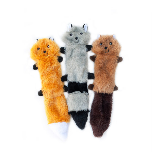 Zippy Paws Skinny Peltz 3 pak zwłok małych lis, szop i wiewiórka