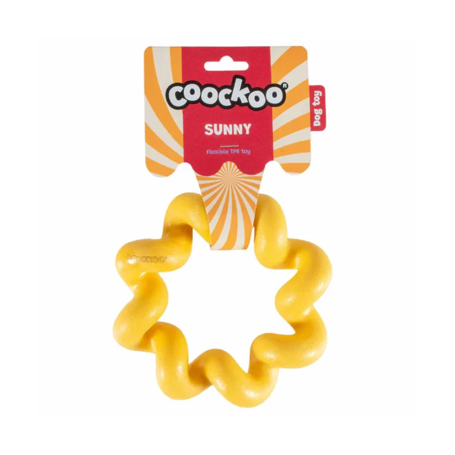 Coockoo Sunny Dog Zabawka Żółta gumowe skręcone ringo