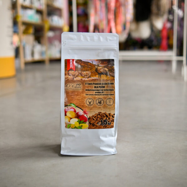 O'CANIS Premium Jeleń z prosem, ziemniakami - sucha karma dla psa 1,5kg