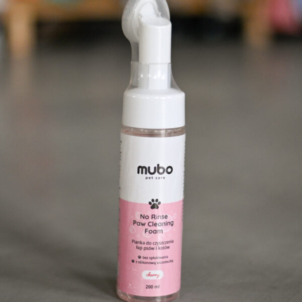 Mubo No Rinse Paw Cleaning Foam Cherry 200ml - pianka do mycia łapek psa i kota, bez spłukiwania, wiśniowa