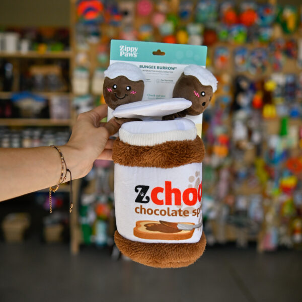 Zippy Paws Bungee Burrow – Chocolate Spread Jar węchowa nutella dla psa