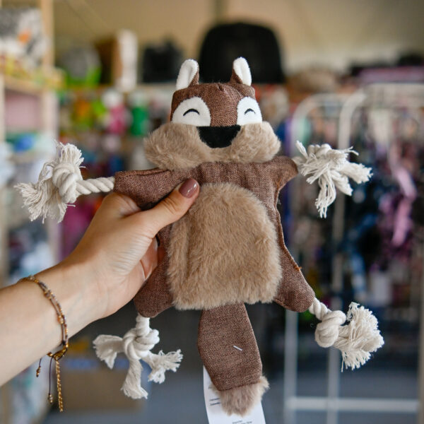 HAU NOW Zabawka dla psa wiewiórka ze sznurami i piszczałką