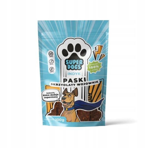 UNISZKI Superdogs Skrzydlaty Wojownik Paski z indyka 100g