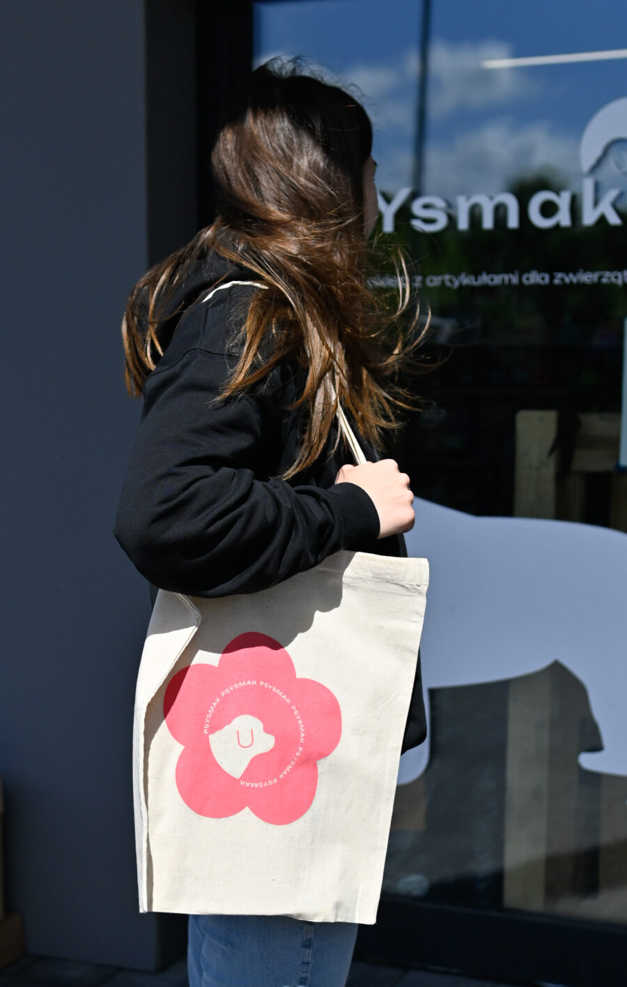 PSYsmakowa torba z wiosennym logo - dwustronna różowo zielona