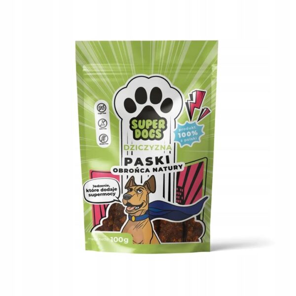 UNISZKI Superdogs Obrońca Natury paski z dziczyzny 100g
