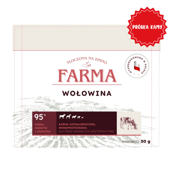 Farma - Wołowina Hipoalergiczna karma Tłoczona na Zimno próbka 50 g