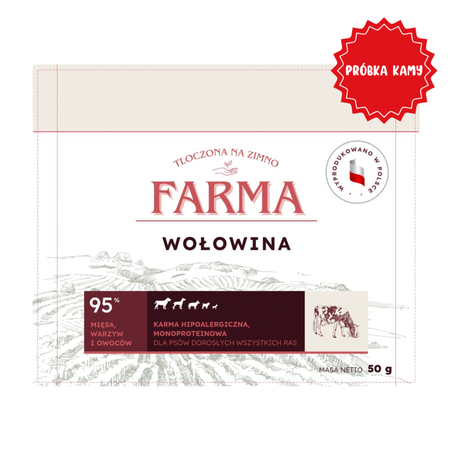 Farma - Wołowina Hipoalergiczna karma Tłoczona na Zimno próbka 50 g