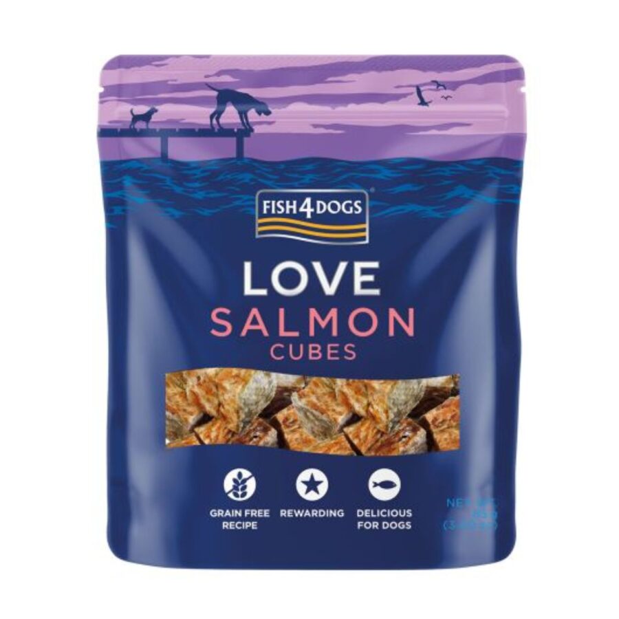 Fish4Dogs LOVE Salmon Cubes - przysmaki z łososia 85g