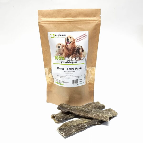 SAMO MIĘSO Skóra Dorsz Paski - 100g - gryzak dla psa