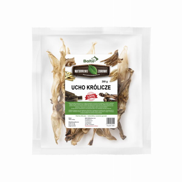 BALTO ucho królicze - naturalny gryzak dla psa 10 szt