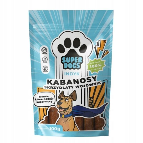 UNISZKI Superdogs Skrzydlaty Wojownik Kabanosy z indyka 100g