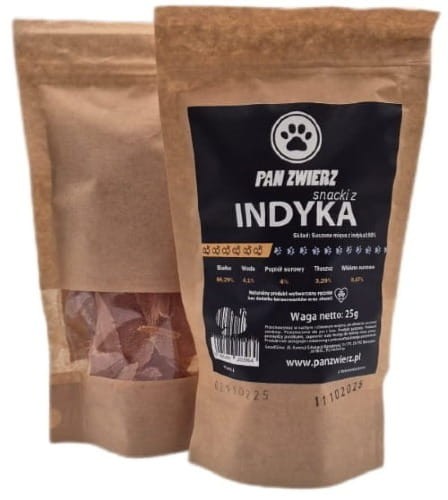 Pan Zwierz Naturalne suszone smaczki z indyka 25g