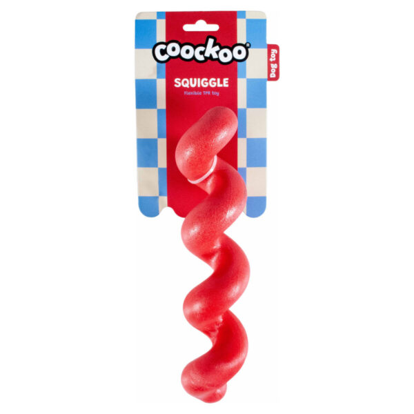 Coockoo Squiggle Zabawka gryzak z gumy TPR dla psa czerwony skręcony patyk