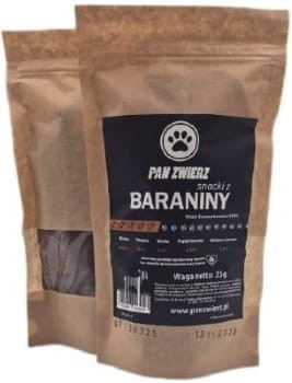 Pan Zwierz Naturalne suszone smaczki z baraniny 25g