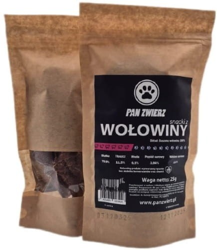 Pan Zwierz Naturalne suszone smaczki z wołowiny 25g