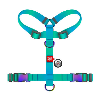 WAUDOG Nylon Recycled szelki dla psa z QR-paszportem, niebieski gradient rozm S, szer 15 mm