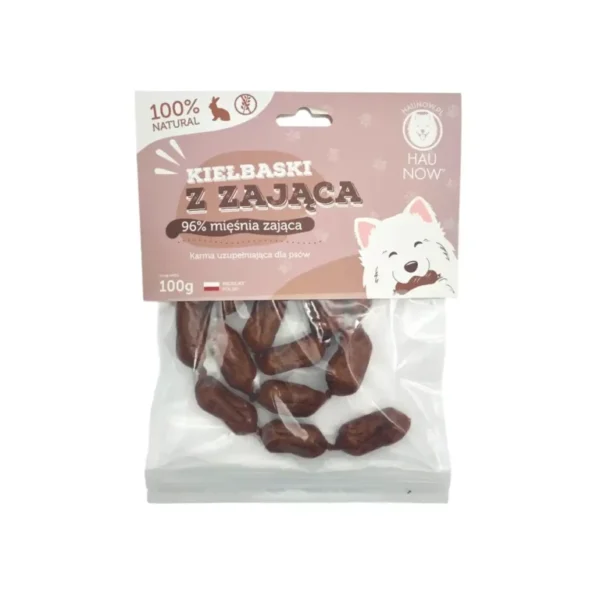 HAU NOW Kiełbaski z zająca - przysmaki dla psa 100g