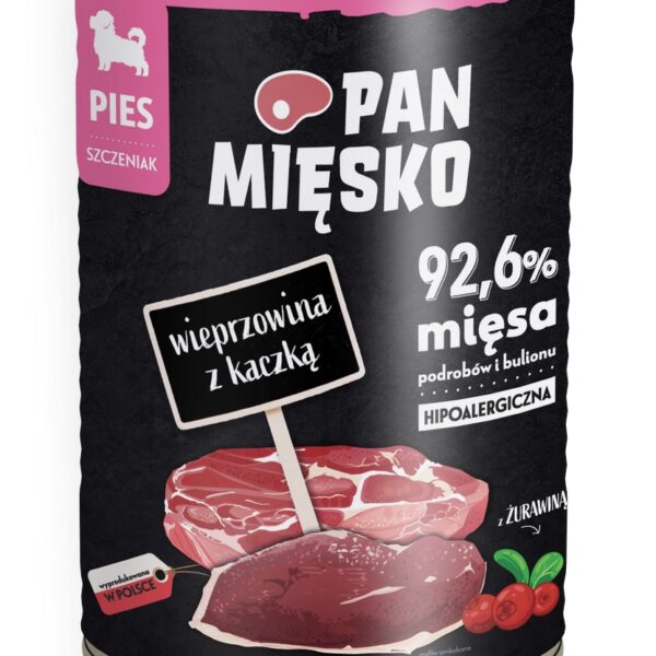 Pan Mięsko Karma mokra dla psa Wieprzowina z kaczką (szczeniak) 400g