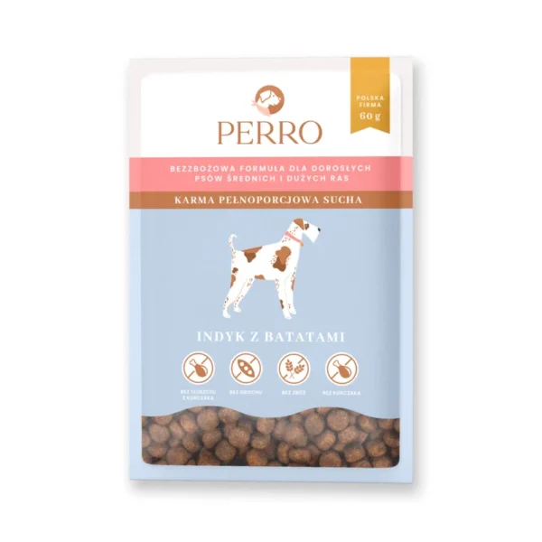 PERRO Karma sucha Indyk z batatami – bezzbożowa formuła dla psów 60 g próbka