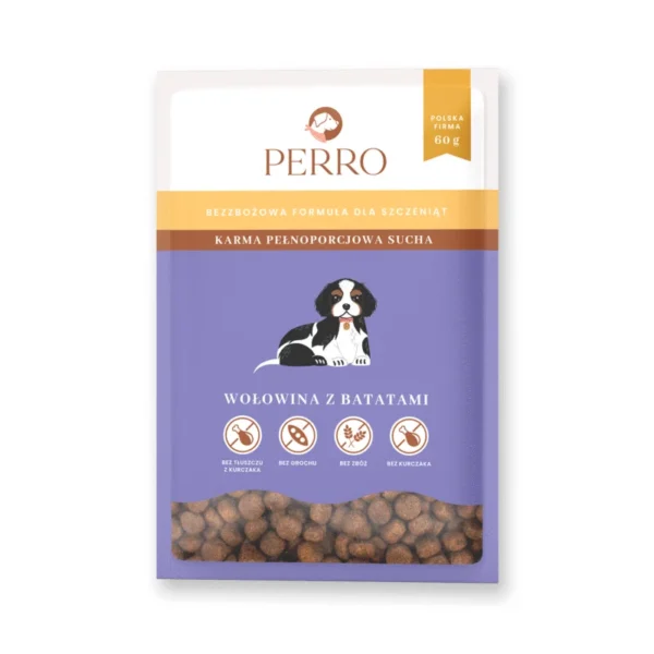 PERRO Karma sucha Junior wołowina z batatami – bezzbożowa dla szczeniąt wszystkich ras próbka 60 g