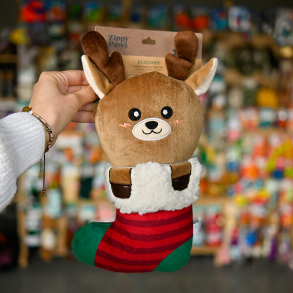 ZippyPaws EcoZippy Holiday Stocking Reindeer - skarpeta z reniferem świątecznym